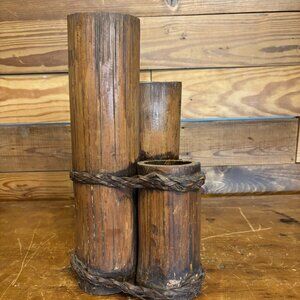 Unique & Old Triple Bamboo Vase